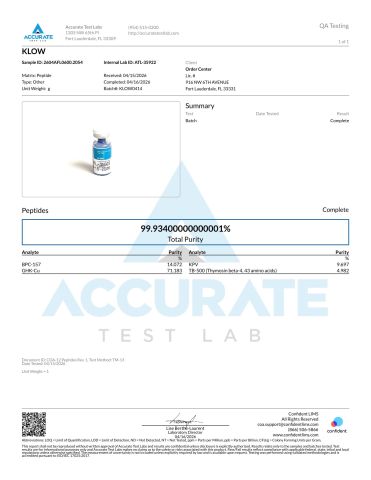 Age Reversal Research Stack — GHK-Cu 100mg + Glow-70 + KLOW-80 Peptides - Lab Report 1