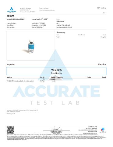 BPC-157 + TB-500 + KPV Research Kit — Tissue Repair Peptides - Lab Report 1