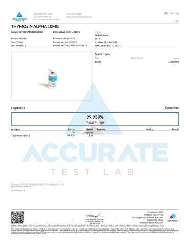 Thymosin Alpha 1 10mg Peptides - Lab Report 1