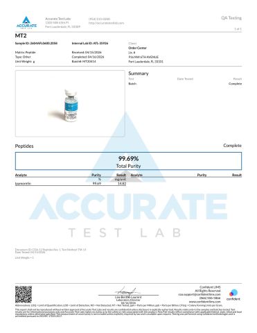 MT-2 10mg Peptides - Lab Report 1