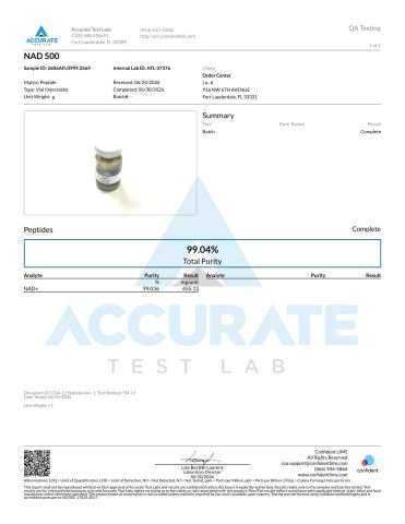 NAD+ 500mg Peptides - Lab Report